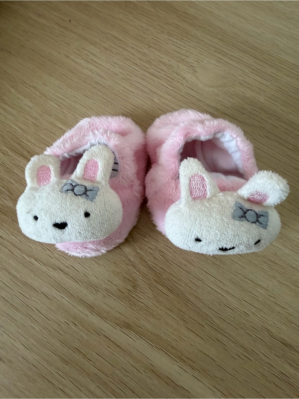 Pink Bunny Plush Baby Slippers